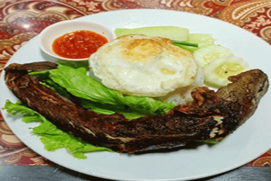 Fried Catfish with Sambal Terasi and Rice