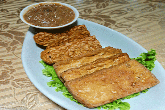 Tempe and Tofu with Peanut Sauce